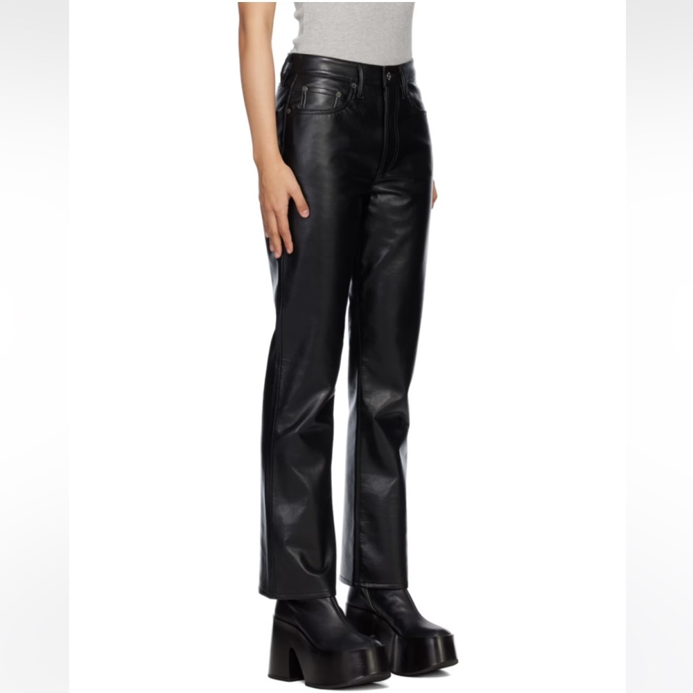 NWT AGOLDE Recycled Leather Mid Rise Relaxed fit Boot Cut Bootcut Pants Trousers - Picture 6 of 16